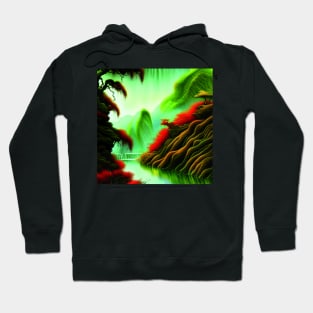 Digital Painting Scene Of Mountains And Colorful Plants on a Lake, Spring with Nature Hoodie